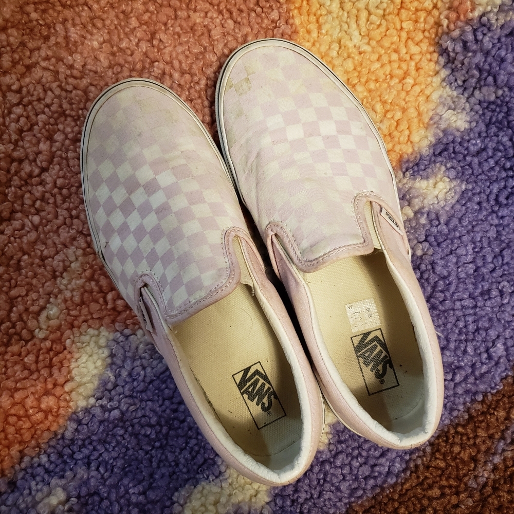 Vans Pink Check Slip-on Women's 8.5 Men's 7 Youth 7 GUC